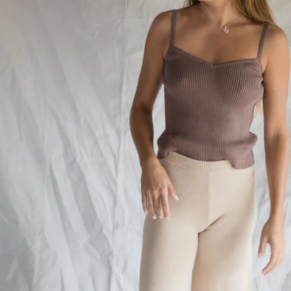 Raised By Water Women's Knit Tank in Taupe